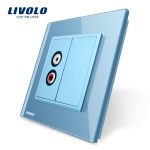 Priza simpla audio Livolo cu rama din sticla