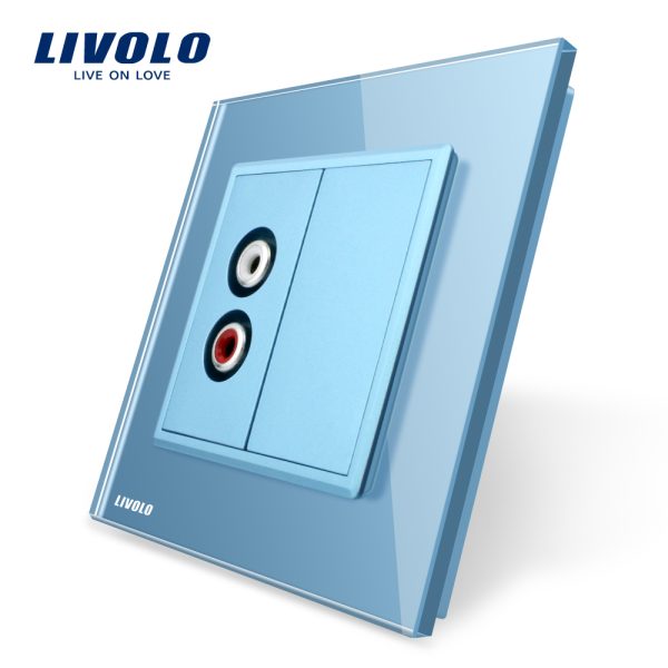 Priza simpla audio Livolo cu rama din sticla
