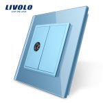 Priza simpla TV Livolo cu rama din sticla