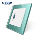 Priza cu mufa VGA mama Livolo cu rama din sticla