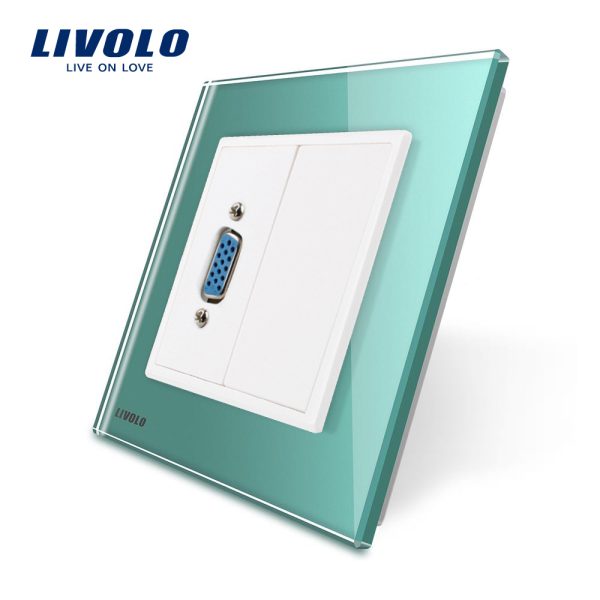 Priza cu mufa VGA mama Livolo cu rama din sticla