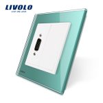 Priza cu mufa VGA tata 15 pini Livolo cu rama din sticla