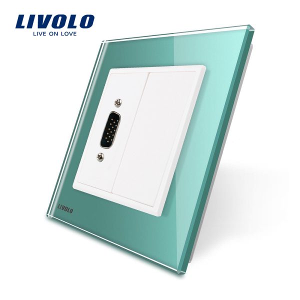Priza cu mufa VGA tata 15 pini Livolo cu rama din sticla
