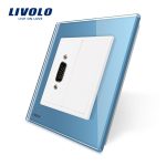Priza cu mufa VGA tata 15 pini Livolo cu rama din sticla