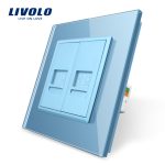 Priza dubla internet Livolo cu rama din sticla