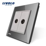 Priza dubla TV Livolo cu rama din sticla