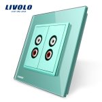 Priza dubla audio Livolo cu rama din sticla