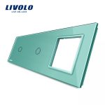 Panou 2 intrerupatoare simple cu touch si priza Livolo din sticla