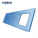 Panou 2 intrerupatoare simple cu touch si priza Livolo din sticla