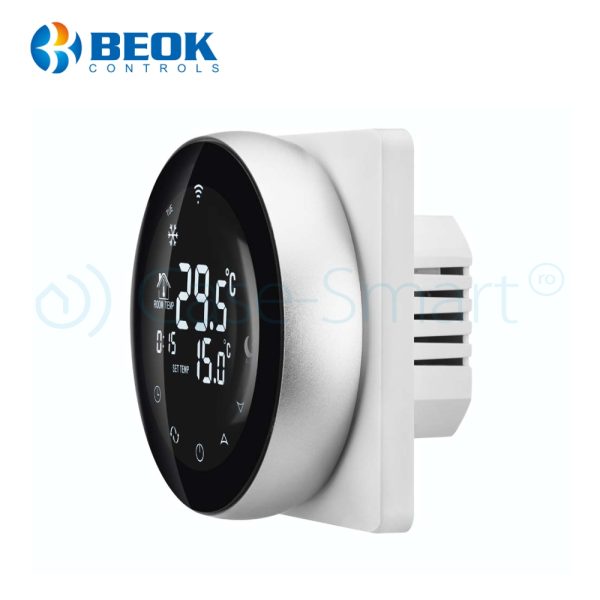Termostat Wireless pentru incalzirea electrica in pardoseala Beok TGR87WiFi-EP, Functie Anti-inghet, Setare interval de functionare, Control de pe telefonul mobil