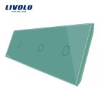 Panou intrerupator simplu+simplu+simplu cu touch Livolo din sticla