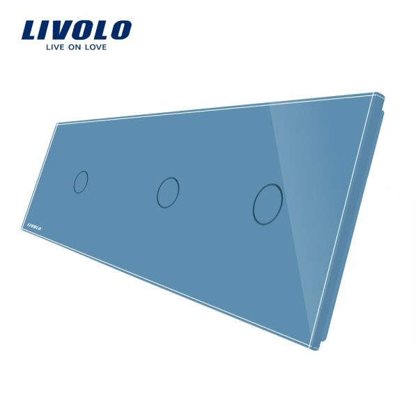 Panou intrerupator simplu+simplu+simplu cu touch Livolo din sticla