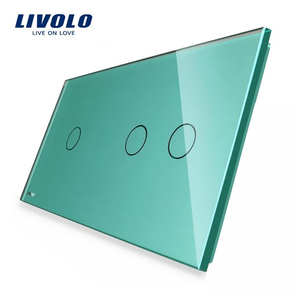 Panou intrerupator simplu+dublu cu touch Livolo din sticla
