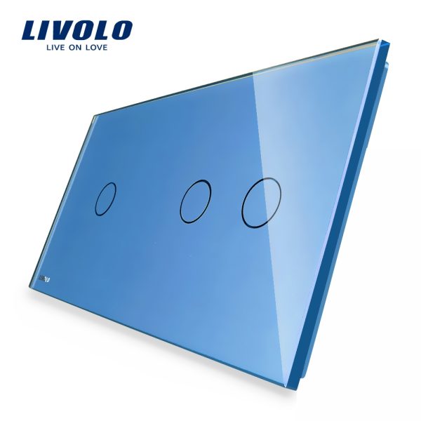 Panou intrerupator simplu+dublu cu touch Livolo din sticla