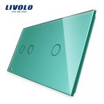 Panou intrerupator dublu + simplu cu touch Livolo din sticla