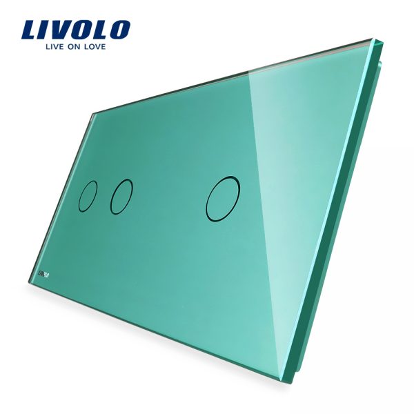 Panou intrerupator dublu + simplu cu touch Livolo din sticla