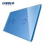 Panou intrerupator dublu + simplu cu touch Livolo din sticla