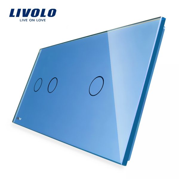 Panou intrerupator dublu + simplu cu touch Livolo din sticla