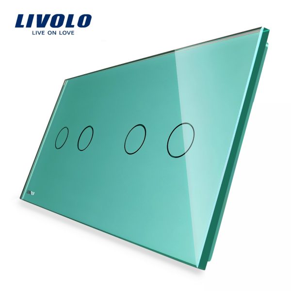 Panou intrerupator dublu+dublu cu touch Livolo din sticla