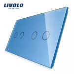 Panou intrerupator dublu+dublu cu touch Livolo din sticla
