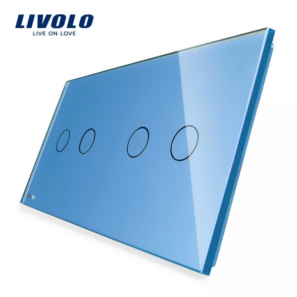 Panou intrerupator dublu+dublu cu touch Livolo din sticla