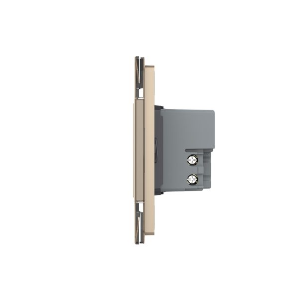 Intrerupator cvadruplu cap scara / cap cruce wireless cu touch Livolo cu rama din sticla, standard Italian – Serie noua