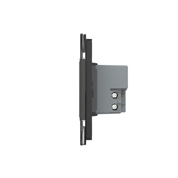 Intrerupator cvadruplu cap scara / cap cruce wireless cu touch Livolo cu rama din sticla, standard Italian – Serie noua