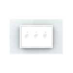Intrerupator triplu wireless cu touch Livolo cu rama din sticla, standard Italian – Serie noua
