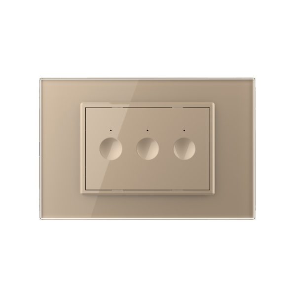 Intrerupator triplu wireless cu touch Livolo cu rama din sticla, standard Italian – Serie noua