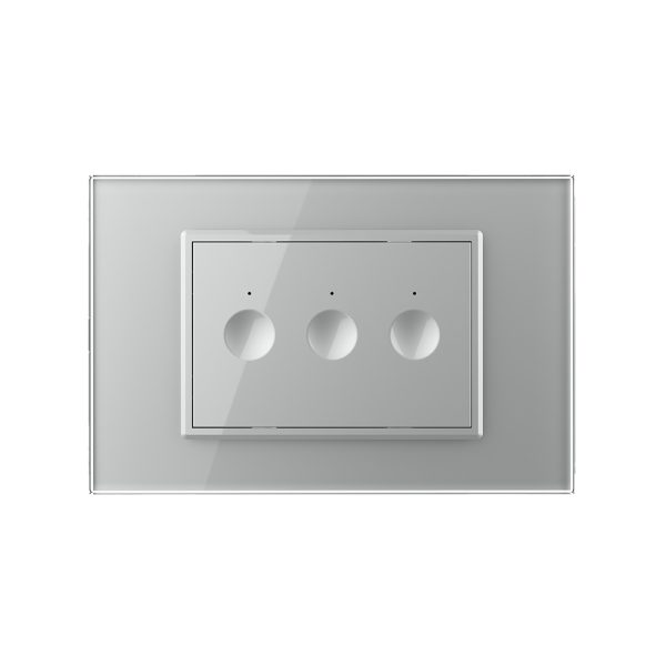 Intrerupator triplu wireless cu touch Livolo cu rama din sticla, standard Italian – Serie noua