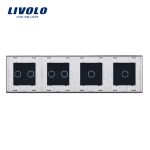 Panou intrerupator simplu+simplu+dublu+dublu cu touch LIVOLO din sticla