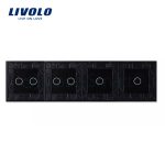 Panou intrerupator simplu+simplu+dublu+dublu cu touch LIVOLO din sticla