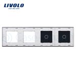 Panou 2 intrerupatoare simple cu touch si 2 prize LIVOLO din sticla