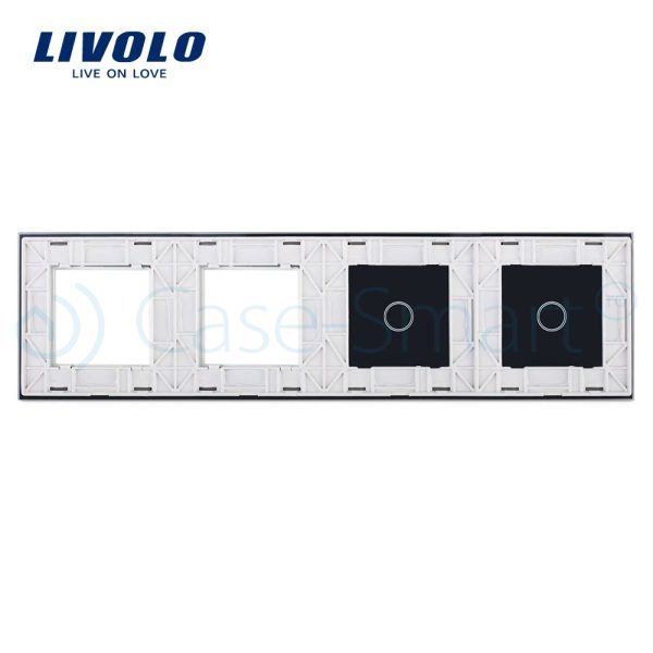 Panou 2 intrerupatoare simple cu touch si 2 prize LIVOLO din sticla