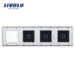Panou intrerupator simplu+simplu+simplu cu touch + priza LIVOLO din sticla