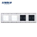 Panou 2 intrerupatoare duble cu touch si 2 prize LIVOLO din sticla