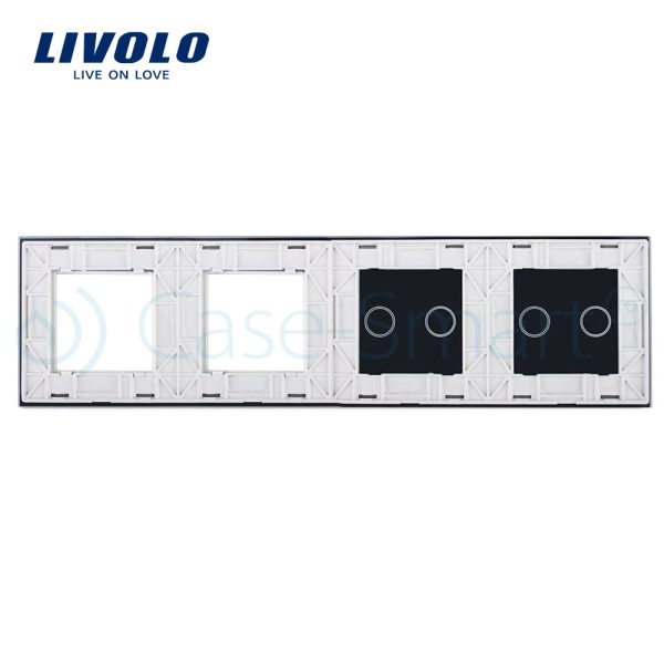 Panou 2 intrerupatoare duble cu touch si 2 prize LIVOLO din sticla