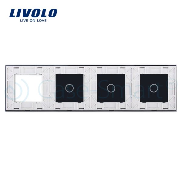 Panou intrerupator simplu+simplu+simplu cu touch + priza LIVOLO din sticla