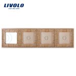 Panou intrerupator simplu+simplu+simplu cu touch + priza LIVOLO din sticla