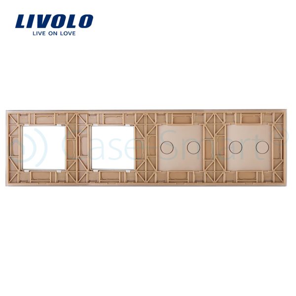 Panou 2 intrerupatoare duble cu touch si 2 prize LIVOLO din sticla