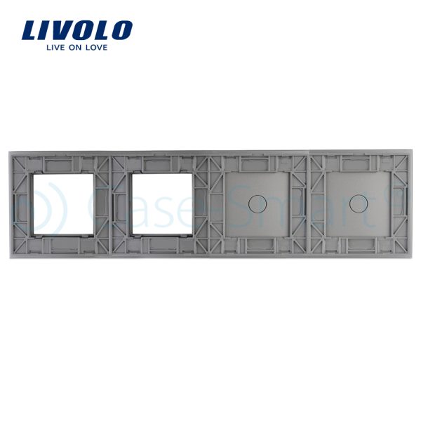 Panou 2 intrerupatoare simple cu touch si 2 prize LIVOLO din sticla