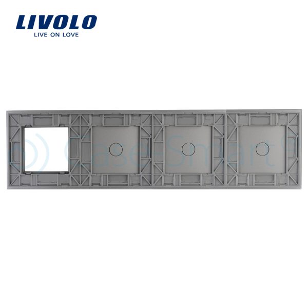 Panou intrerupator simplu+simplu+simplu cu touch + priza LIVOLO din sticla