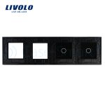 Panou 2 intrerupatoare simple cu touch si 2 prize LIVOLO din sticla