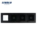 Panou intrerupator simplu+simplu+simplu cu touch + priza LIVOLO din sticla