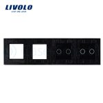 Panou 2 intrerupatoare duble cu touch si 2 prize LIVOLO din sticla