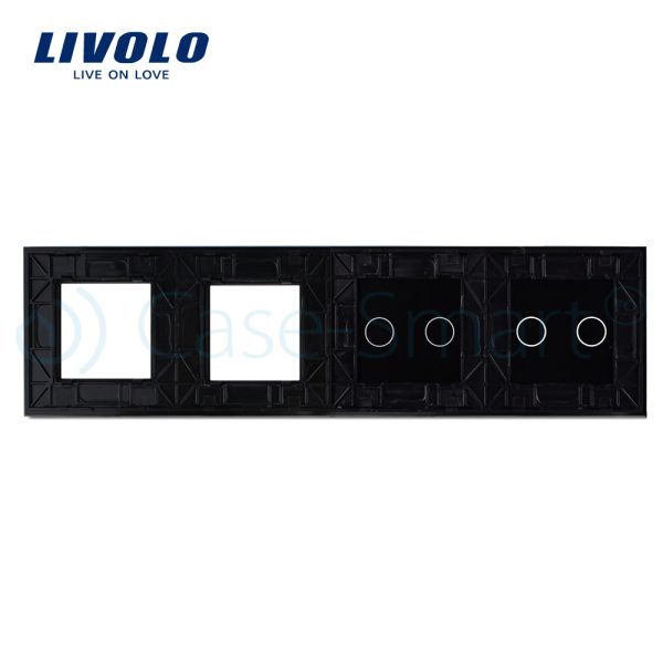 Panou 2 intrerupatoare duble cu touch si 2 prize LIVOLO din sticla