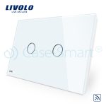 Intrerupator dublu wireless cu touch Livolo din sticla si telecomanda inclusa-standard italian