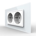 Priza dubla Livolo cu rama din sticla 4M, standard Italian, Serie noua