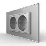 Priza dubla Livolo cu rama din sticla 4M, standard Italian, Serie noua