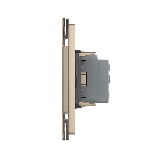 Priza simpla cu blank Livolo cu rama din sticla 3M, standard Italian, Serie noua
